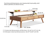 Elevating Center Table Low Table 100% Solid Oak Wood Top Plate Desk Coffee Table Width 120 x Depth W1283P289306