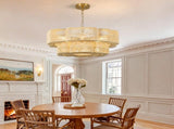 21.65" 2-Tier Gold Paper Rope Chandelier, 6xE26 Max 60W Pendant Light with Adjustable Hanging Chain W6558P574499