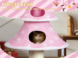 59in Large Tall Christmas Tree Cat Tower 2 Cat Condos & Scratching Post, Soft Fleece Cat Tree 91734077