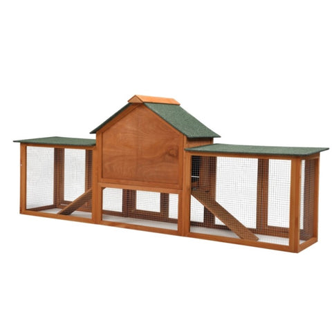 ZUN Large Wooden Rabbit Hutch Indoor and Outdoor Bunny Cage with a Tray and Runs for Small Animals, W2181P155336