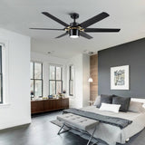 ZUN Modern 60" Integrated LED Light Ceiling Fan with Remote Control W136796055