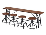 Industrial 5-Piece Bar Table and Swivel Stool Set 1 Table 4 Chairs 83.8 Inch Brown 3cm Fake Thick 56276013