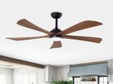 52" 5PCS Solid Wood Blades Ceiling Fan with Lights Remote Control,Quiet DC Motor 3 Blade Ceiling W3596P460841