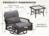 3-Piece Patio Furniture Set, Wicker Outdoor Bistro Set Swivel Glider Patio Chairs x 2 with Cushions, T3623P505190