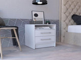Nightstand 20"H, Two Drawers, Superior Top, Metal Handles, White B097133065