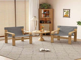 Detachable and Washable Oak Accent Chair Wide Armrest Mid-Century Lounge Chair Linen Fabric Armchair W2336P251806