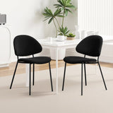 Set of 4 Upholstered Boucle Fabric Dining Chairs Mid-Century Modern Dining Chairs with Curved W3010P291312