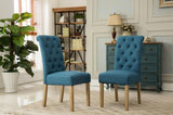 ZUN Habit Solid Wood Tufted Parsons Dining Chair, Set of 2, Blue T2574P164541