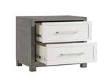 Two Drawers Nightstand Ivory and Gray Finish Bedroom Furniture 1pc B011P290769