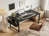 55" Home Office Desk, Computer Desk with Storage Bag & Hook, Waterproof Top & Metal Frame, Modern 41065565