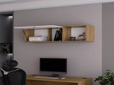 Natural Oak and White Wall-Mounted Cabinet with Lift-Up Door B062P290295
