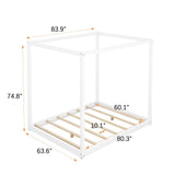 Queen Size Canopy Platform Bed with Support Legs,White WF293232AAK