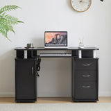 ZUN FCH 115* 55*74cm Black PB Wood 15mm Portable 1pc Door with 3pcs Drawers Computer Desk 23047766