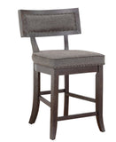 Rustic Aesthetic Dark Cherry Finish Counter Height Chair Set of 2 Wood Framed Nailhead Trim Fabric B011P184614