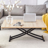 Modern minimalist multifunctional lift table with 0.8-inch MFC tabletop and black metal legs, can be W1151P149702