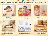 Kids Table and Chair Set with 2 Bunny Chairs, Children's Wooden Activity Table for Toddlers, Cute 80159869