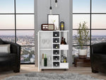 ZUN Bar Cart, Two External Shelves, Four Casters, Six Built-in Wine Rack, Single Door Cabinet -White B07091830