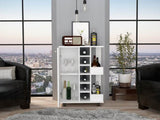 ZUN Bar Cart, Two External Shelves, Four Casters, Six Built-in Wine Rack, Single Door Cabinet -White B07091830