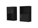 Black 2 Bathroom Medicine Cabinets with Open Shelf B062P175073