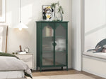 ZUN 2 Doors Metal Storage Cabinet,Display Cabinet with Glass Doors,Metal Kitchen Sideboard Buffet W688P194071