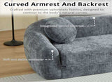 86-inch Curved Convertible Sofa Recliner, 2-in-1 Frameless Folding Sofa Bed with Pull-Out Base and W3505P452818