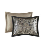 12 Piece Comforter Set with Cotton Bed Sheets Black Cal King B035128821