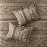 7 Piece Jacquard Comforter Set Brown/Gold Cal King B03597002