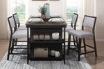 ZUN Black Finish Counter Height Chairs 2pc Set Gray Fabric Upholstered Seat and Back Casual Dining B011P246321