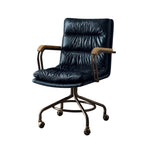 ZUN Vintage Blue Swivel Office Chair with Casters B062P189214