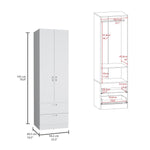 ZUN Vico 76" High Armoire Wardrove Closet with 2 Drawers, Double Door Cabinet , One Shelf and Hanging B200P188838