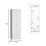 ZUN Vico 76" High Armoire Wardrove Closet with 2 Drawers, Double Door Cabinet , One Shelf and Hanging B200P188838