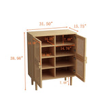 4-Doors Rattan Mesh Storage Cabinet, Sideboard with Eight Storage Spaces, for Entryway, Living Room, W757P198553