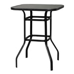 ZUN Wrought Iron Glass High Bar Table Patio Bar Table Black 70228562