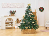 Artisanal Woven Hyacinth Christmas Tree Collar - 28in Natural Rattan & Wicker Tree Skirt/Base Cover 27755571