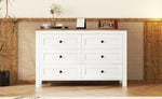 ZUN Retro Farmhouse Style Wooden Dresser with 6 Drawer, Storage Cabinet for Bedroom, White+Brown 90598838