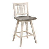 ZUN Counter Height Chairs Set of 2, White Gray 360-degree Swivel Chair Solid Rubberwood Kitchen Dining B011P194911