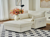 55" Oversized Chaise Lounge Chair Indoor with Ottoman and Storage , Comfy Corduroy Single Sofa, W3373P328962