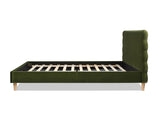 Stockholm Modern Wavy Headboard Platform Bed, Queen, Olive Green Performance Velvet B2719P238204