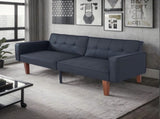 Modern PU Leather Futon Sofa with Tufted Backrest, Adjustable Reclining Couch with Wood & Metal 17372453