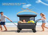 Multi-Functional Push-Pull Folding Wagon Cart with Rotating Handle & Canopy, 7''x4''All-Terrain 41039470