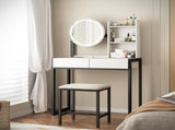 Small Vanity Desk with Mirror and Lights, Makeup Vanity Table with LED Mirror, 3 Lighting Modes, W3587P462333