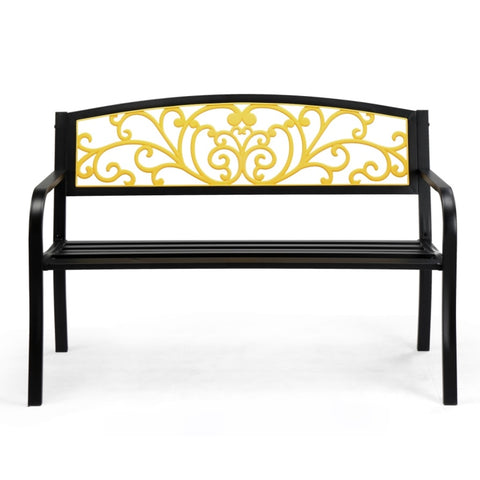 ZUN 50" Iron Outdoor Courtyard Decoration Park Leisure Bench 16427178