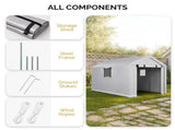 6x10 FT Storage Shed with 2 Roll-up Windows, Heavy Duty Bike Tent 13400346