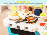 Blue Kids Corner Play Kitchen with Realistic Sounds, Lights & Steam, 95PCS Accessories Pretend 17632106