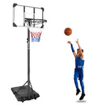 ZUN Height Adjustable Basketball Hoop, 7.5 to 10ft Adjustable Basketball Stand with 44 Inch Backboard, 48227590