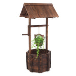 ZUN Outdoor Reinforced And Anticorrosive Wooden Wishing Well Flowerpot 51945815