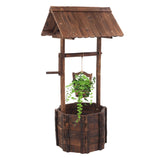 ZUN Outdoor Reinforced And Anticorrosive Wooden Wishing Well Flowerpot 51945815