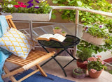 18 inch Folding Side Table, Metal Steel Outdoor Round Coffee Table with Flower Cutouts for 23715014