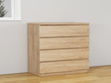 4 Drawer Dresser,Modern Storage Chest of Drawers,31.5In Natural Dresser for Closet with Handle-Free W3151P407891