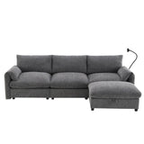 96.5'' Chenille Sectional Sofa with Storage Ottoman and Pockets,Adjustable Phone Holder,Wide,4 61135243